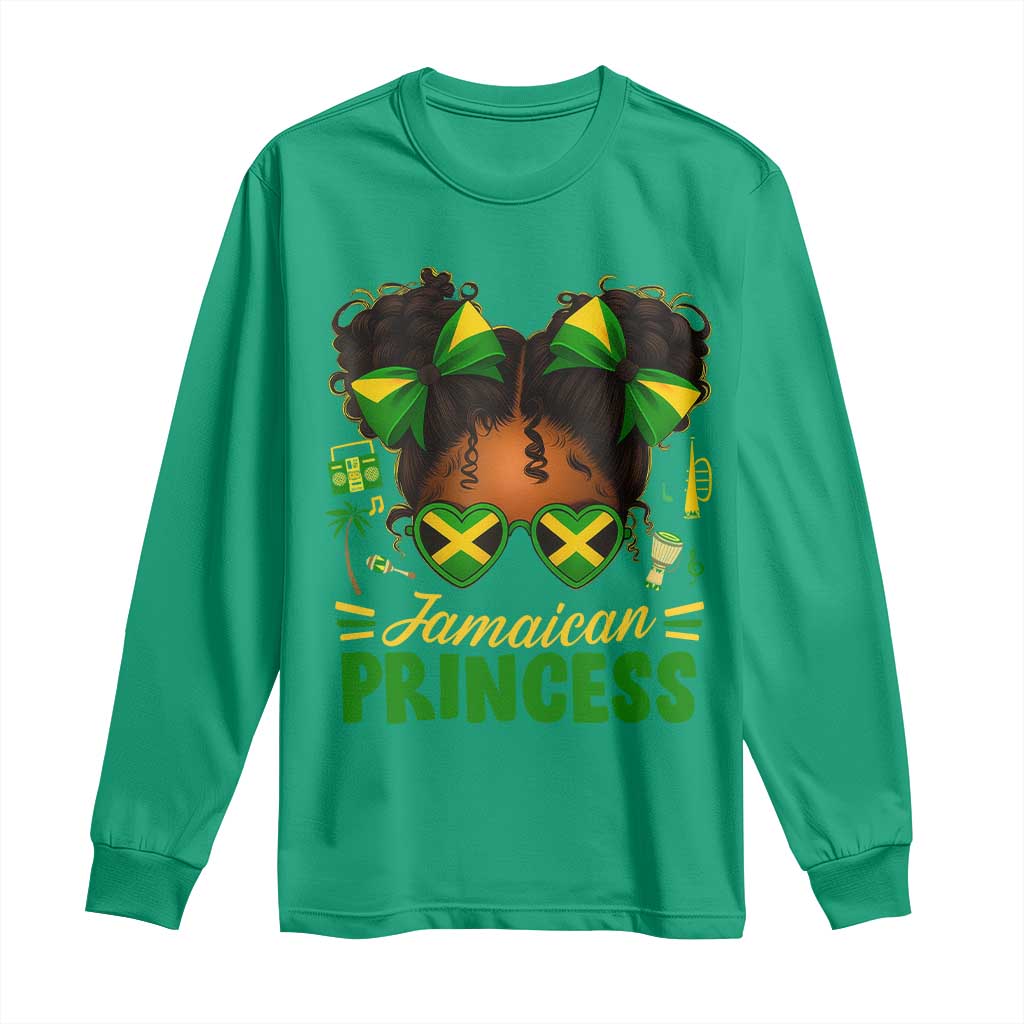 Jamaica Princess Long Sleeve Shirt Proud Jamaican Afro Black Girls Jamaica Flag Pride - African Pride