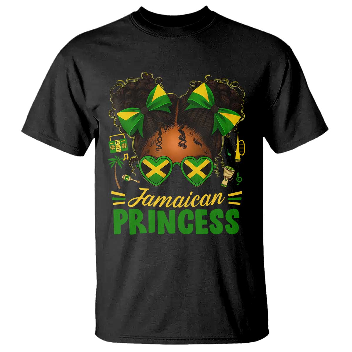 Jamaica Princess T Shirt Proud Jamaican Afro Black Girls Jamaica Flag Pride - African Pride
