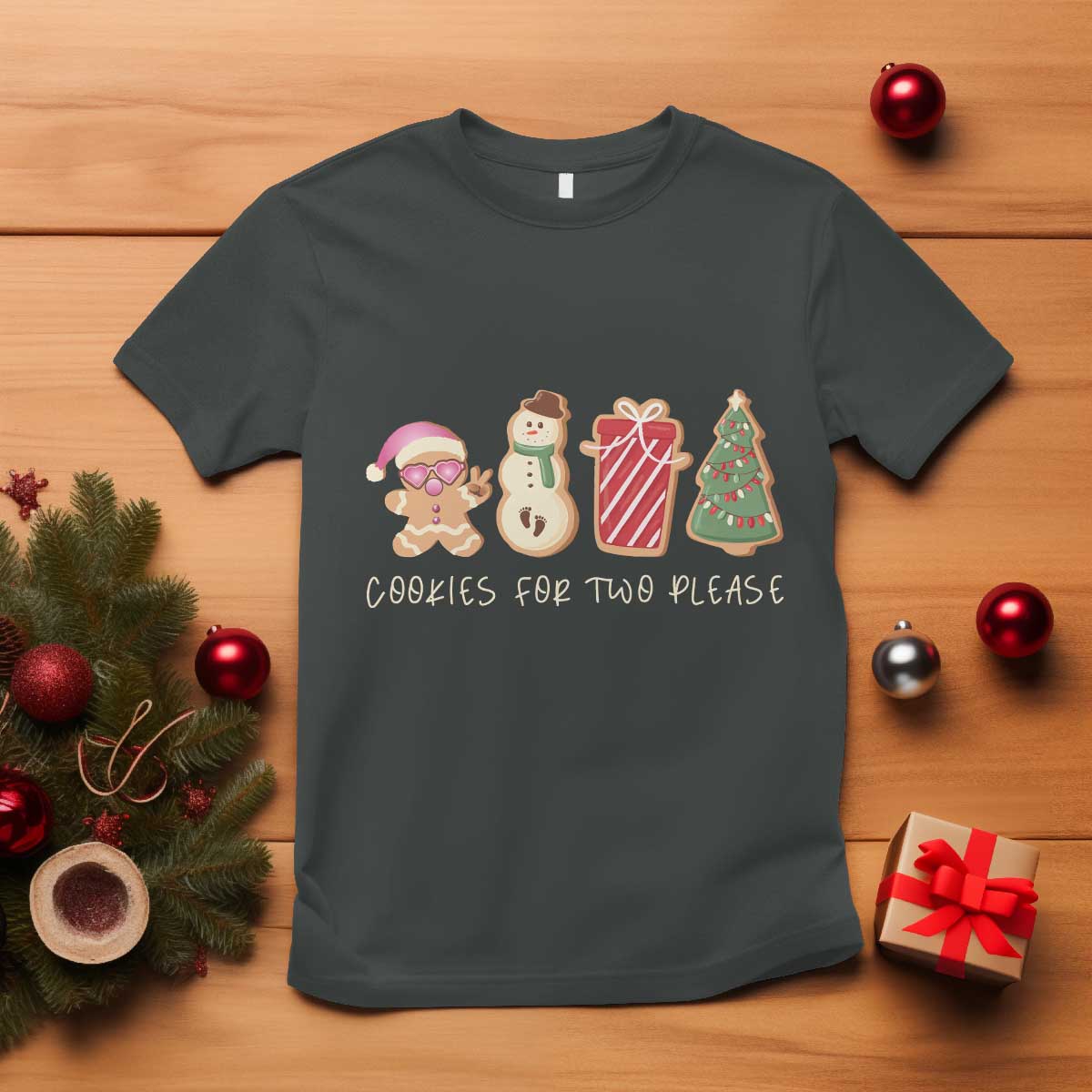 Christmas Pregnancy Announcement T Shirt Cookies For Two Please Xmas Maternity Gift - African Pride