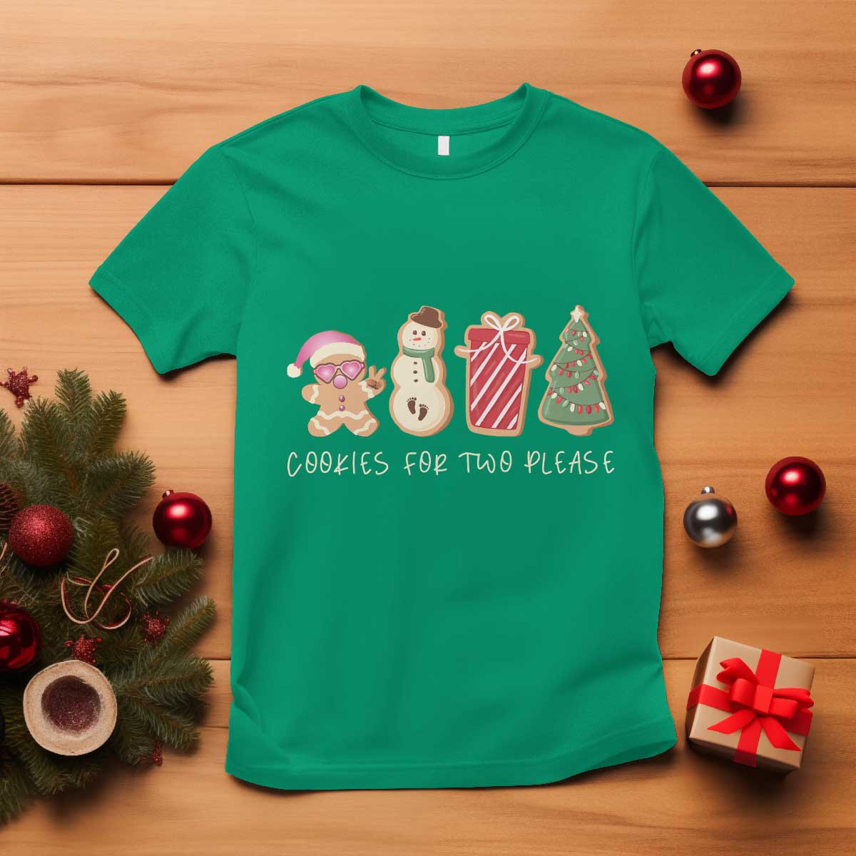 Christmas Pregnancy Announcement T Shirt Cookies For Two Please Xmas Maternity Gift - African Pride