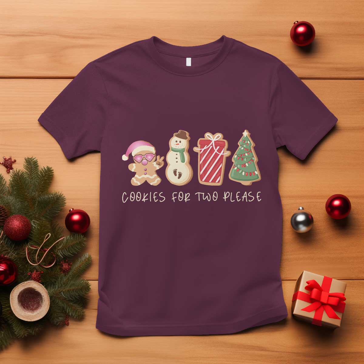 Christmas Pregnancy Announcement T Shirt Cookies For Two Please Xmas Maternity Gift - African Pride