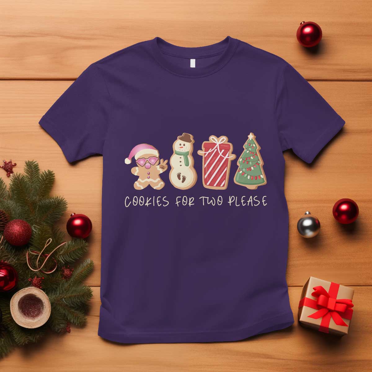 Christmas Pregnancy Announcement T Shirt Cookies For Two Please Xmas Maternity Gift - African Pride