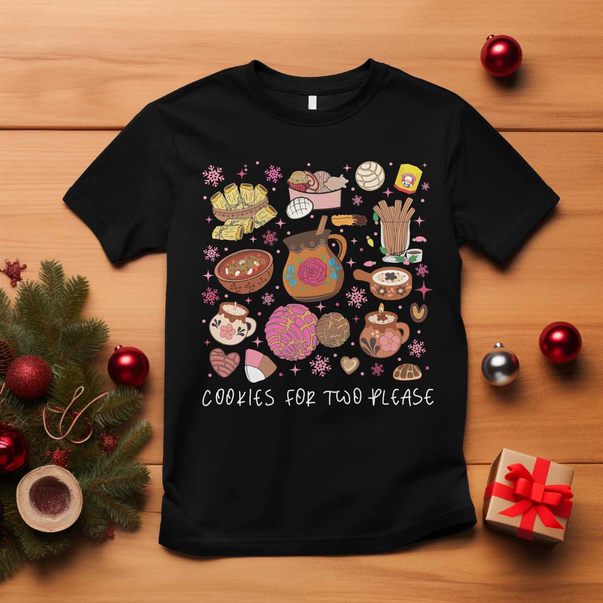 Mexican Christmas Pregnancy Announcement T Shirt Cookies For Two Please Xmas Maternity Gift - African Pride