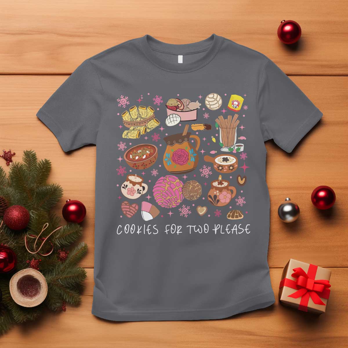 Mexican Christmas Pregnancy Announcement T Shirt Cookies For Two Please Xmas Maternity Gift - African Pride