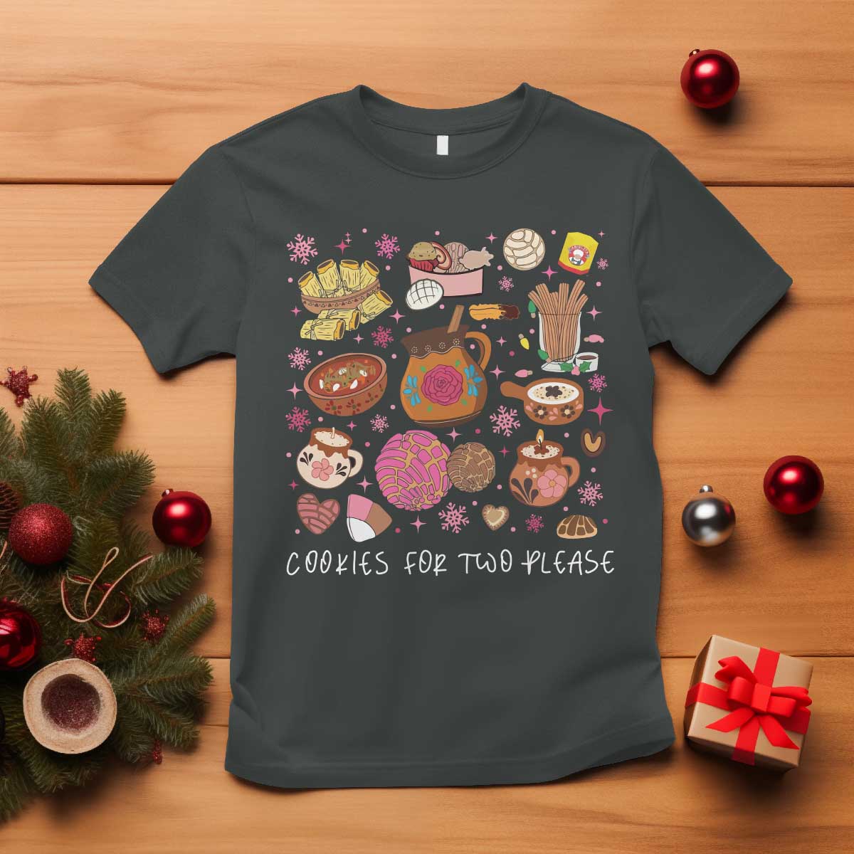 Mexican Christmas Pregnancy Announcement T Shirt Cookies For Two Please Xmas Maternity Gift - African Pride