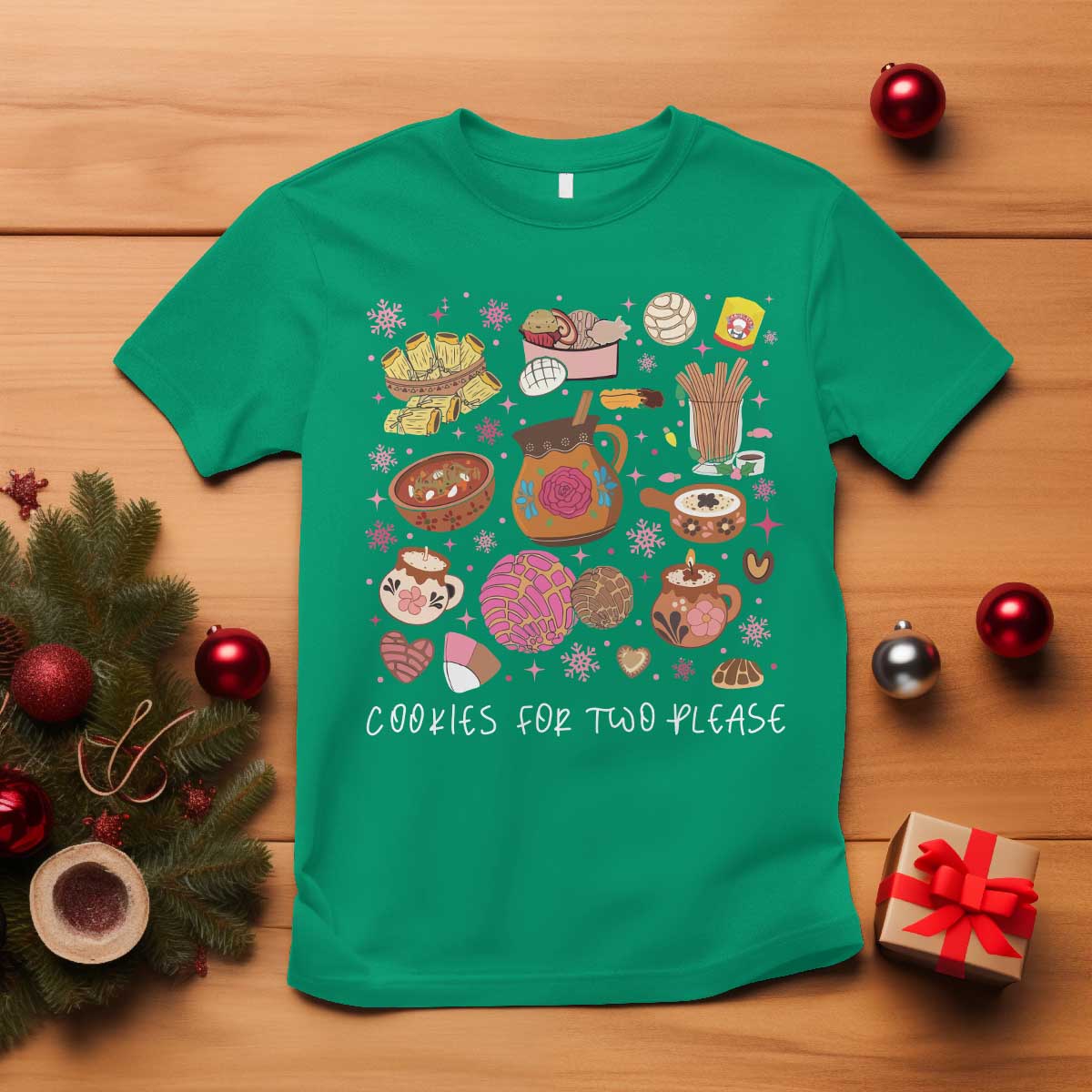 Mexican Christmas Pregnancy Announcement T Shirt Cookies For Two Please Xmas Maternity Gift - African Pride