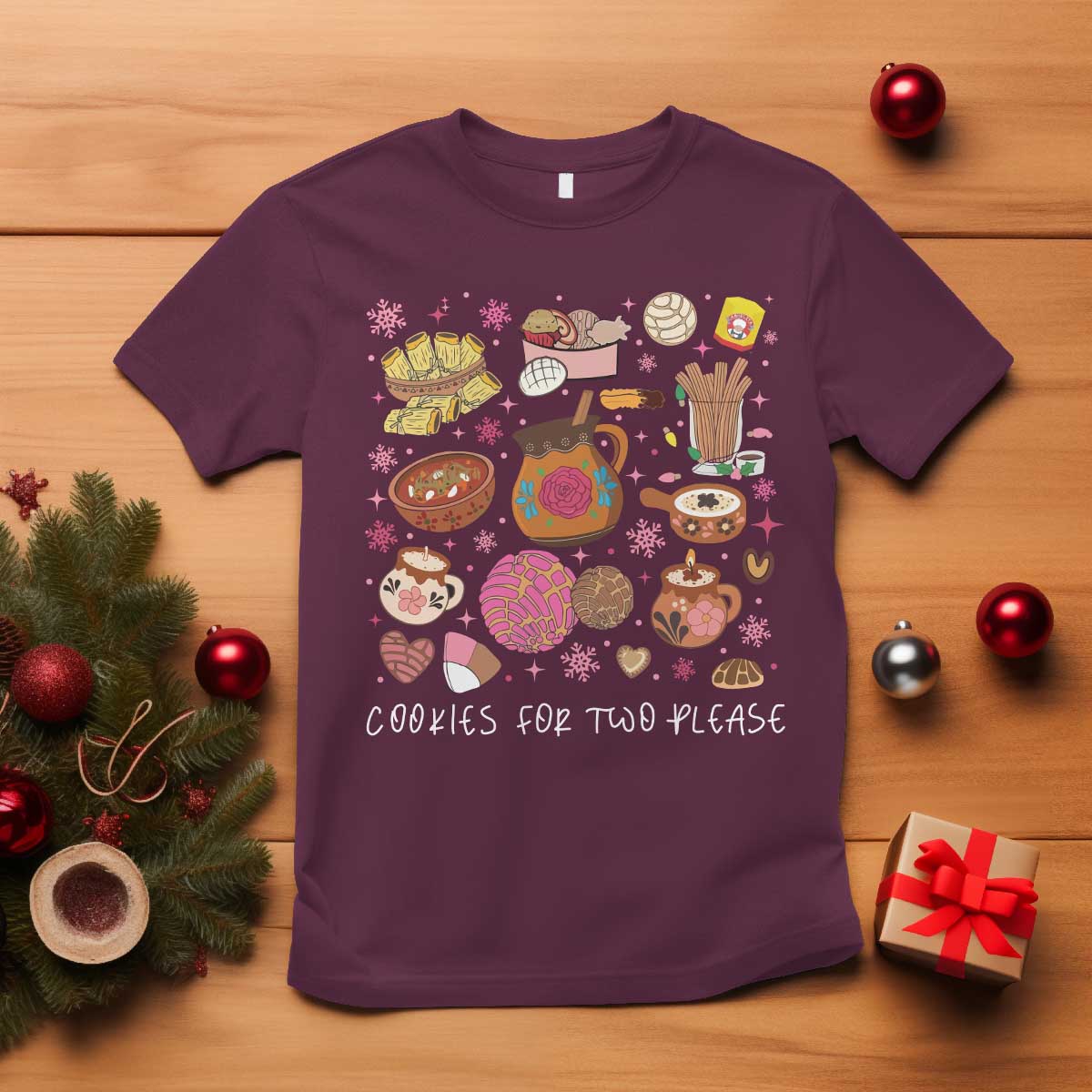 Mexican Christmas Pregnancy Announcement T Shirt Cookies For Two Please Xmas Maternity Gift - African Pride