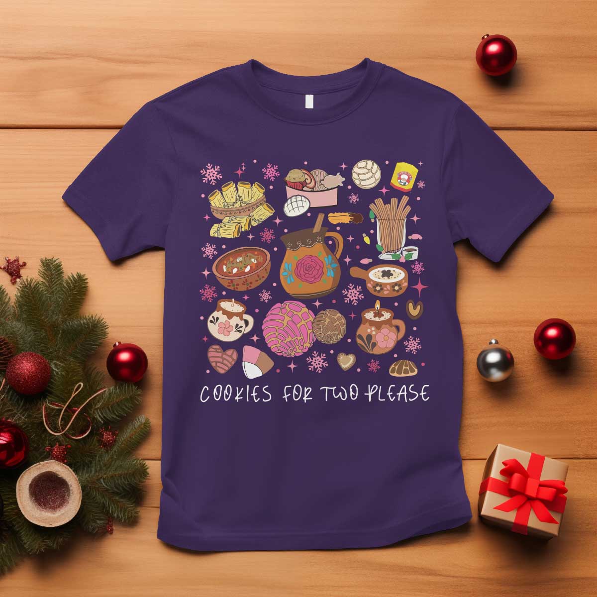 Mexican Christmas Pregnancy Announcement T Shirt Cookies For Two Please Xmas Maternity Gift - African Pride