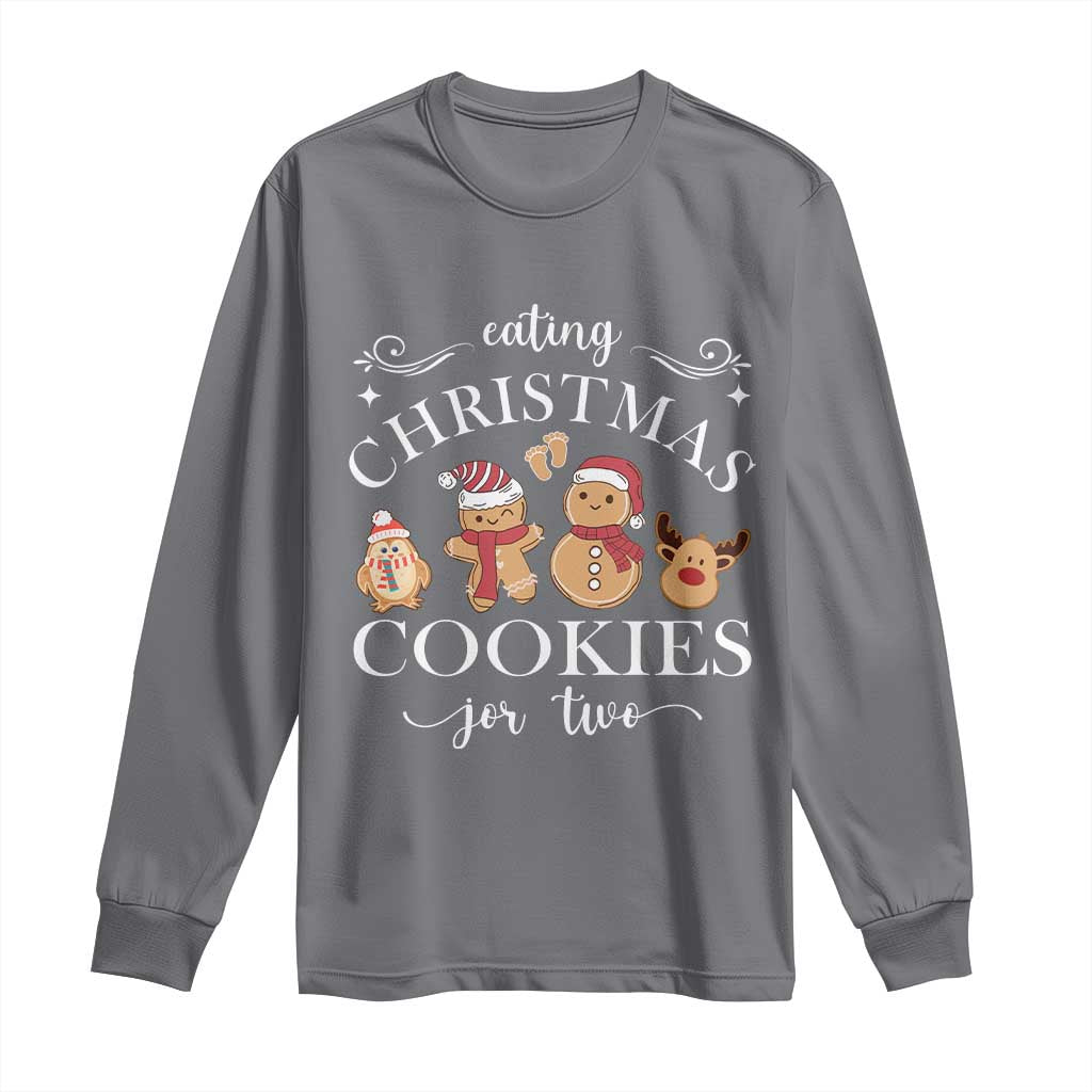 Christmas Pregnancy Announcement Long Sleeve Shirt Eating Xmas Cookies For Two Maternity Gift - African Pride