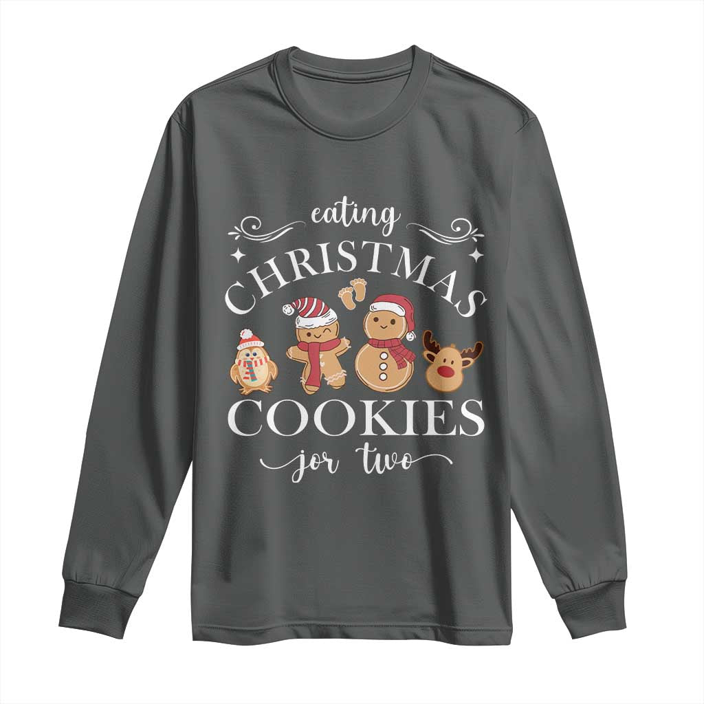 Christmas Pregnancy Announcement Long Sleeve Shirt Eating Xmas Cookies For Two Maternity Gift - African Pride