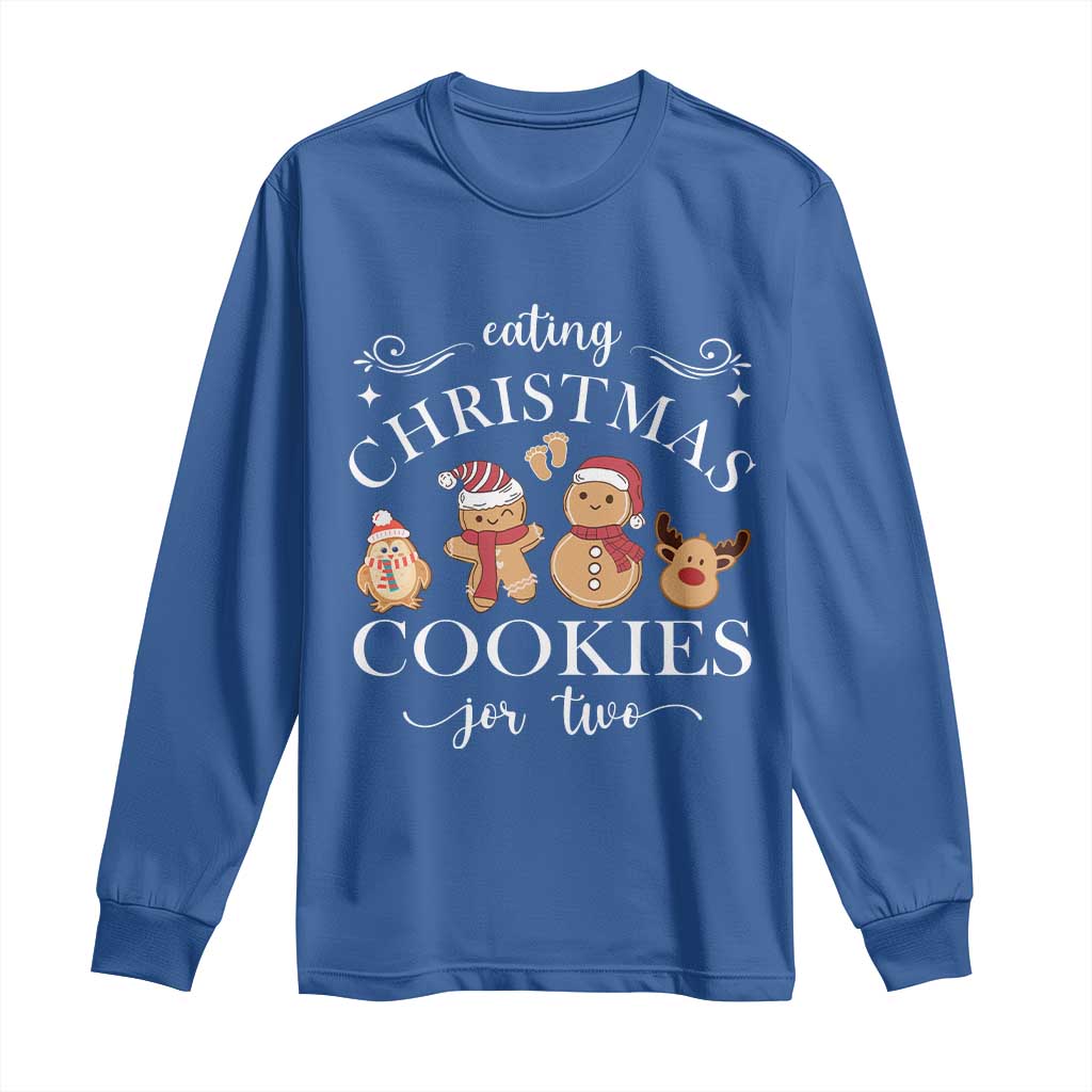 Christmas Pregnancy Announcement Long Sleeve Shirt Eating Xmas Cookies For Two Maternity Gift - African Pride