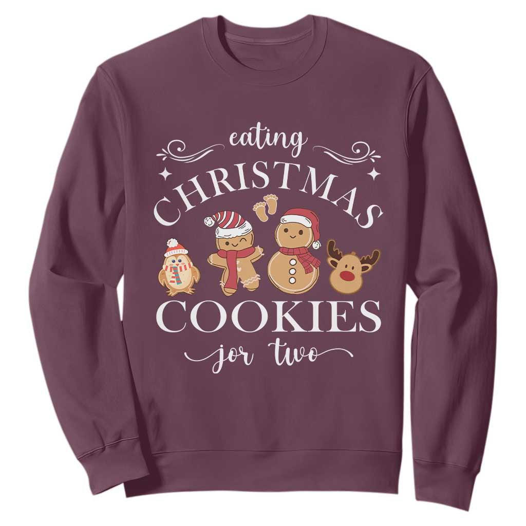 Christmas Pregnancy Announcement Sweatshirt Eating Xmas Cookies For Two Maternity Gift - African Pride