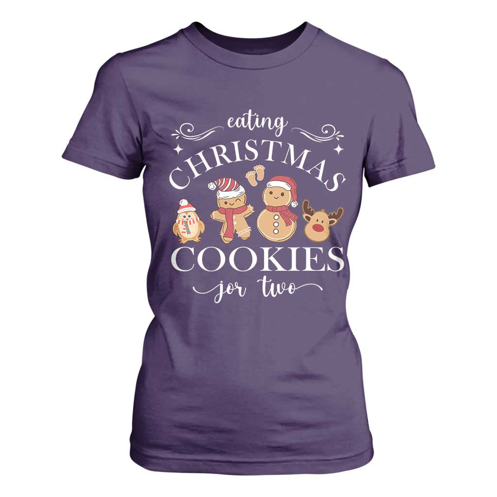 Christmas Pregnancy Announcement T Shirt For Women Eating Xmas Cookies For Two Maternity Gift - African Pride