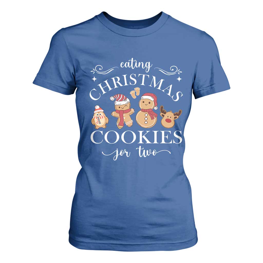 Christmas Pregnancy Announcement T Shirt For Women Eating Xmas Cookies For Two Maternity Gift - African Pride