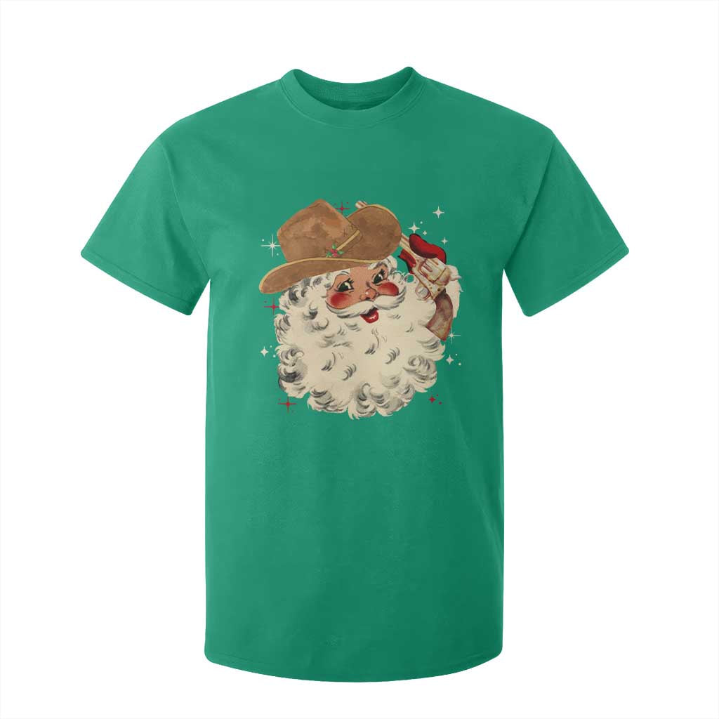 Christmas Cowboy T Shirt For Kid Santa Claus Merry Xmas Vintage 90s Western Country - African Pride