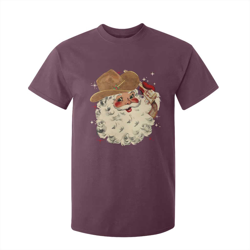 Christmas Cowboy T Shirt For Kid Santa Claus Merry Xmas Vintage 90s Western Country - African Pride