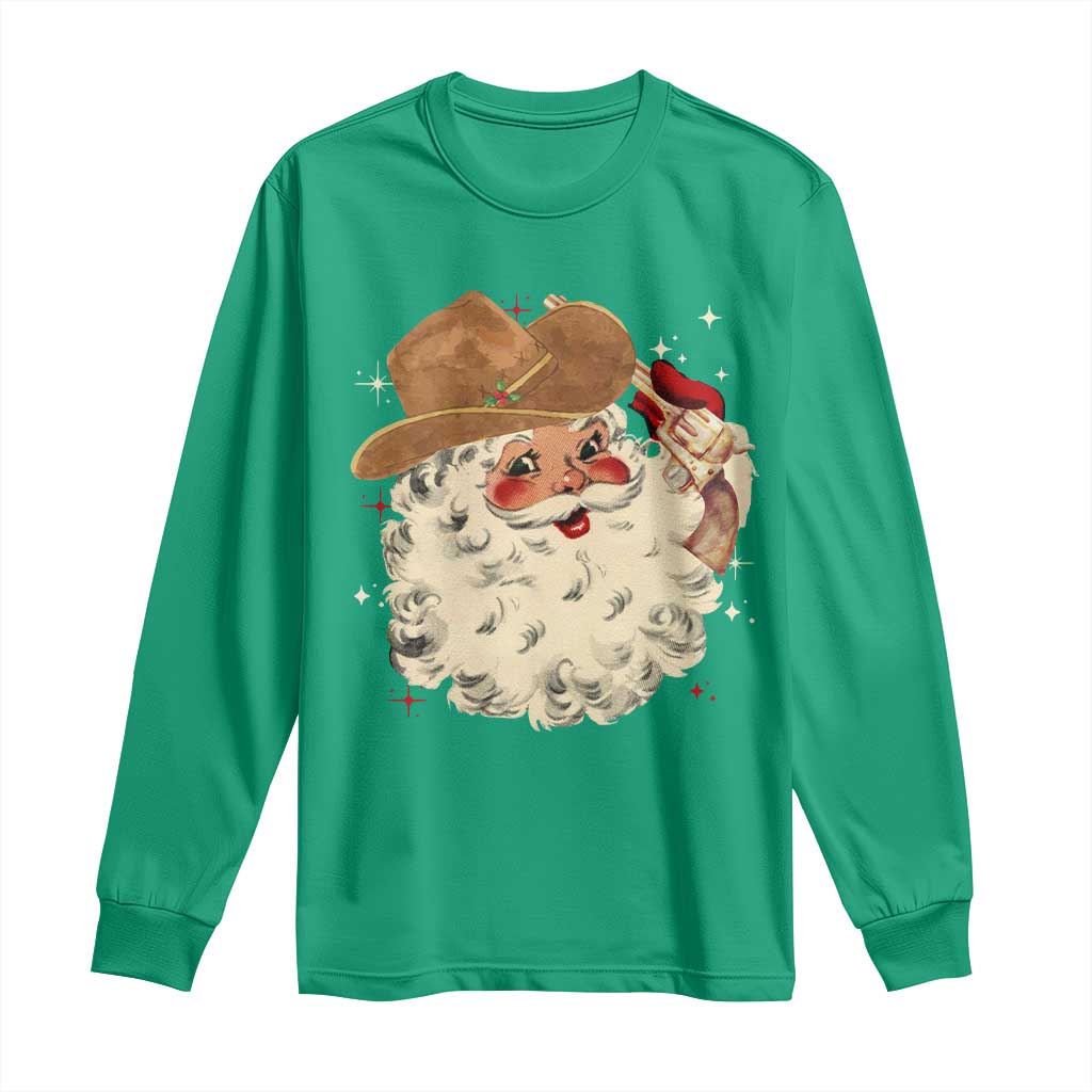 Christmas Cowboy Long Sleeve Shirt Santa Claus Merry Xmas Vintage 90s Western Country - African Pride