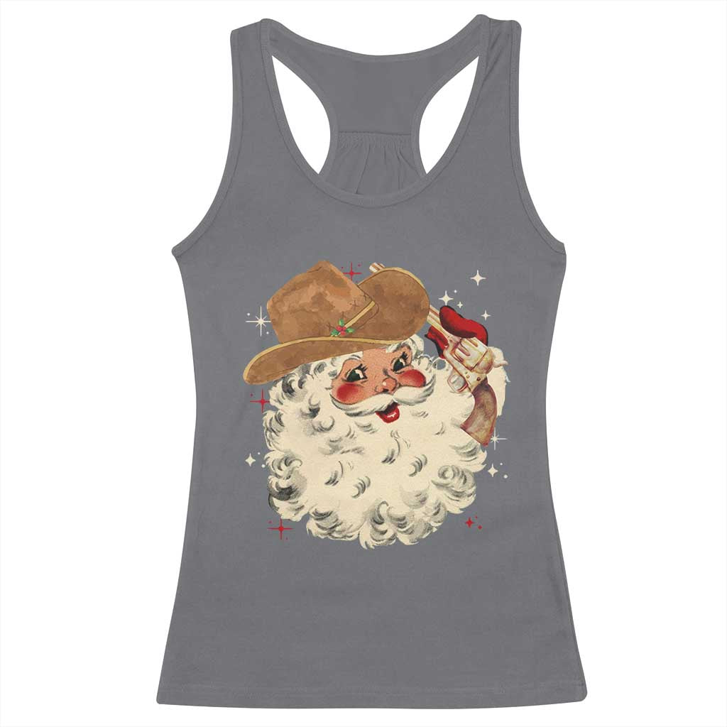 Christmas Cowboy Racerback Tank Top Santa Claus Merry Xmas Vintage 90s Western Country - African Pride
