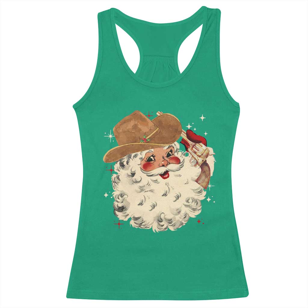 Christmas Cowboy Racerback Tank Top Santa Claus Merry Xmas Vintage 90s Western Country - African Pride
