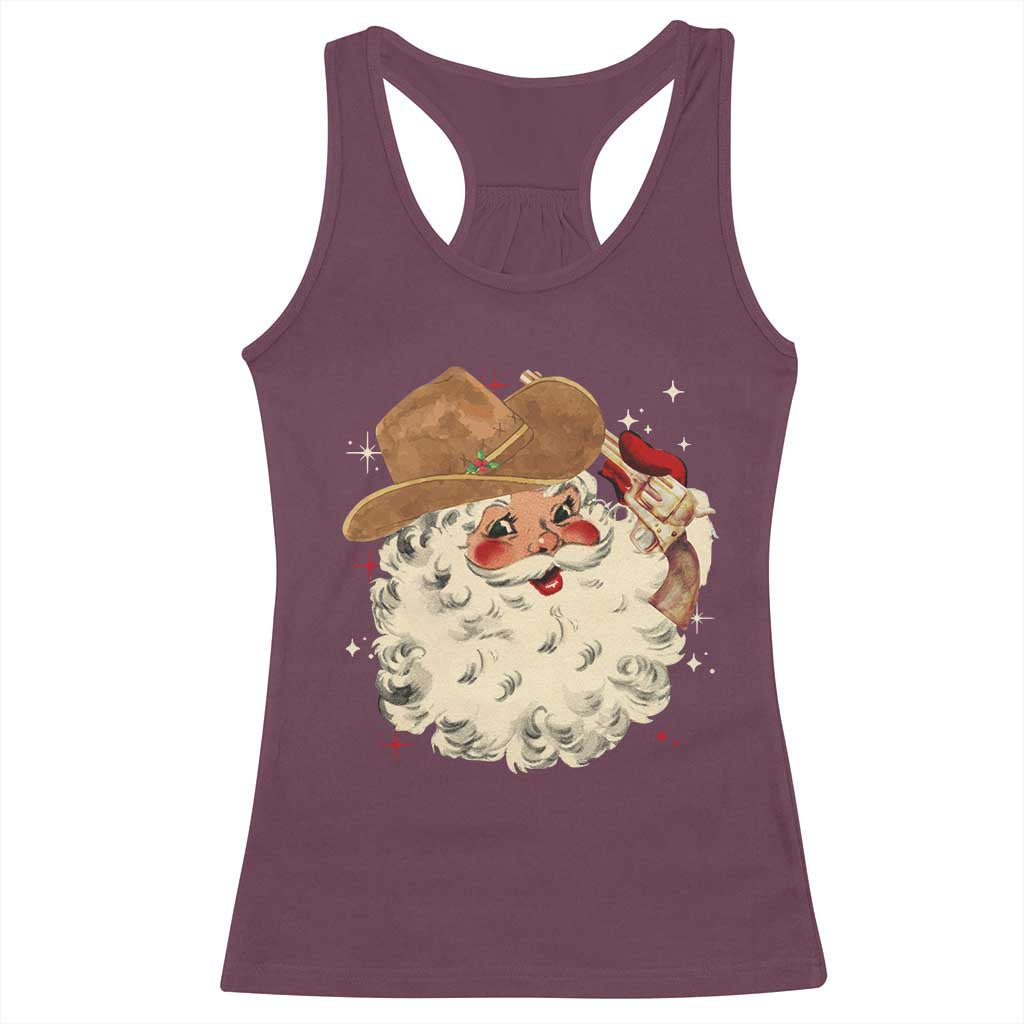 Christmas Cowboy Racerback Tank Top Santa Claus Merry Xmas Vintage 90s Western Country - African Pride