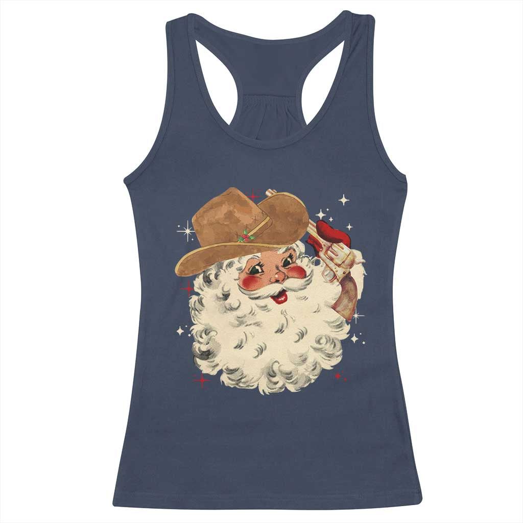 Christmas Cowboy Racerback Tank Top Santa Claus Merry Xmas Vintage 90s Western Country - African Pride