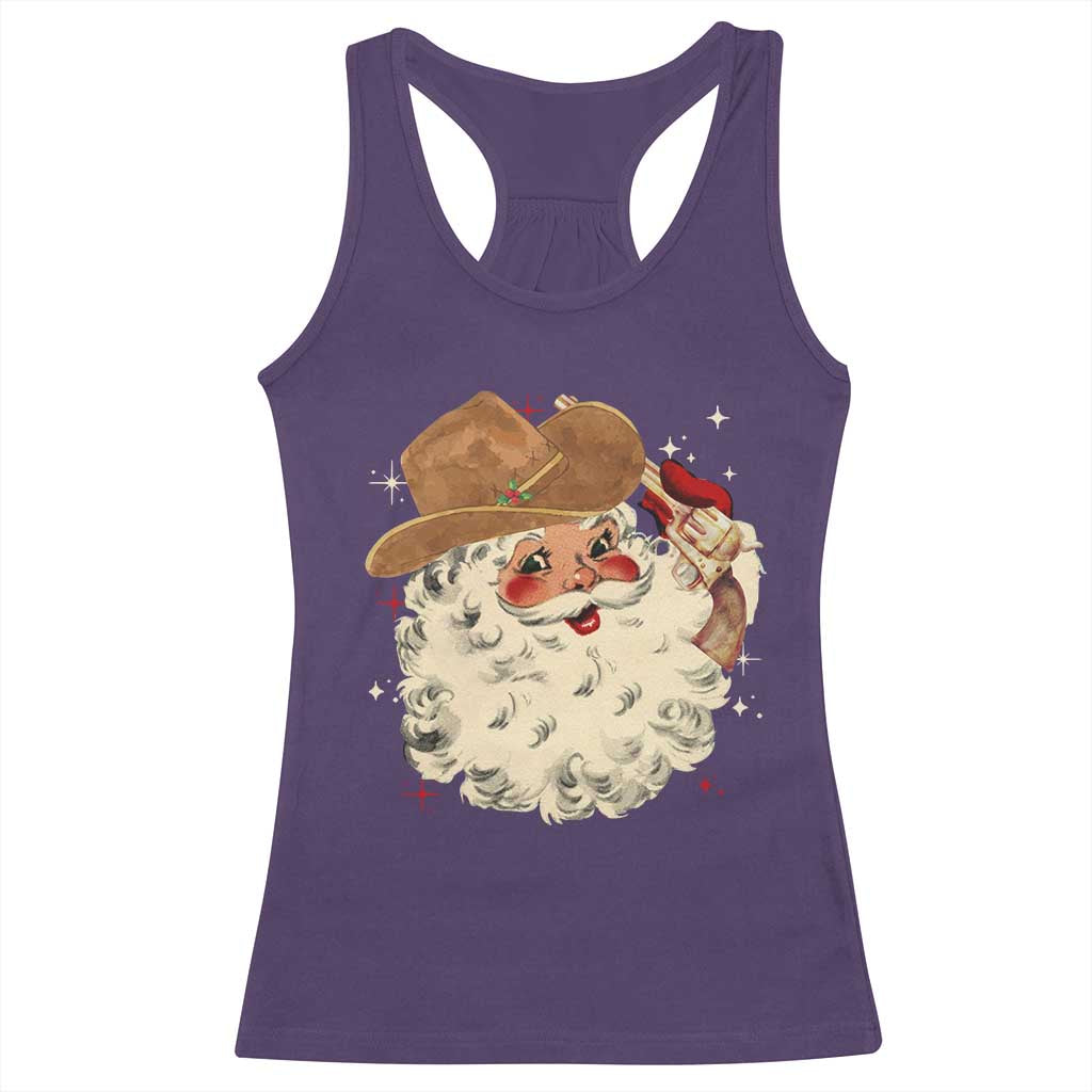 Christmas Cowboy Racerback Tank Top Santa Claus Merry Xmas Vintage 90s Western Country - African Pride