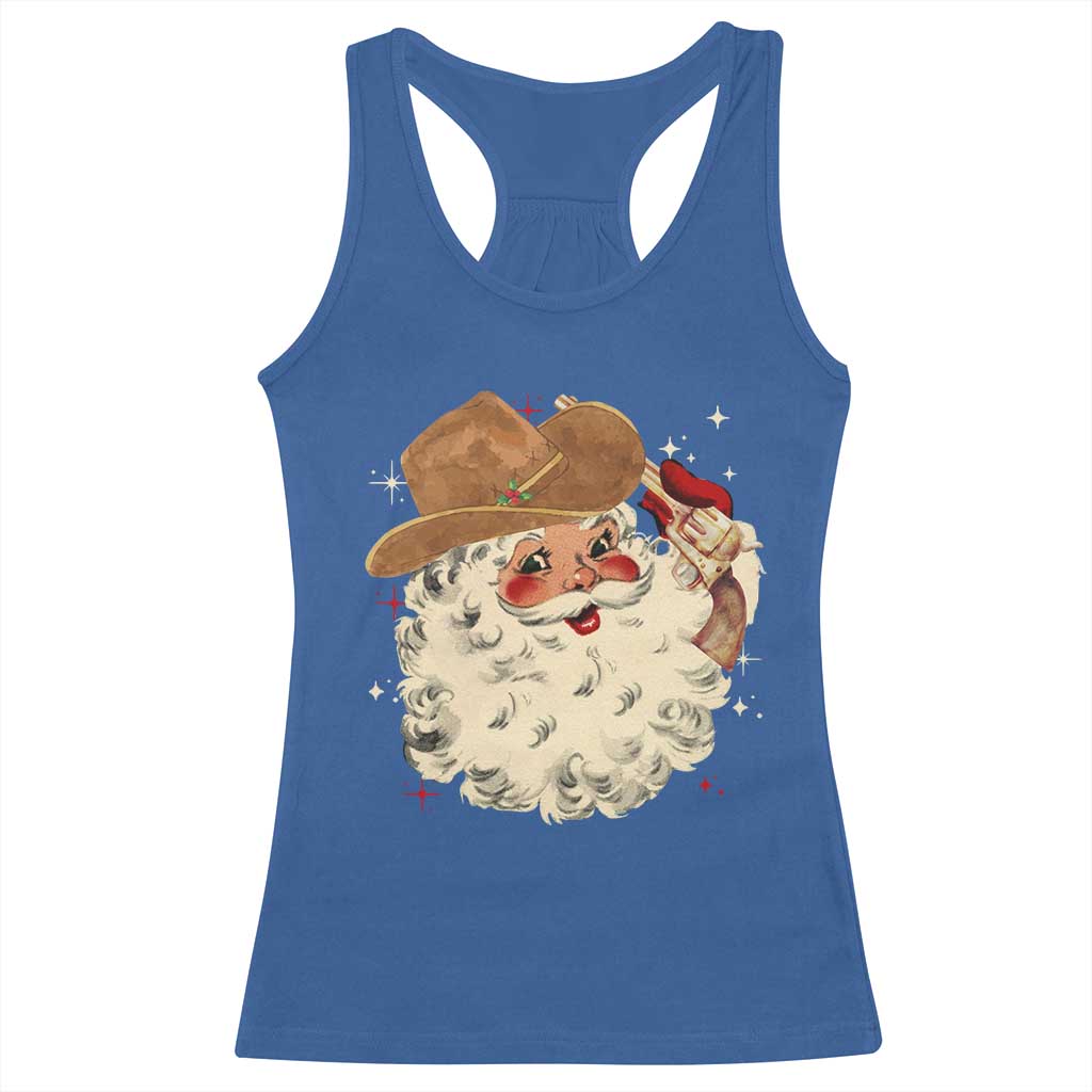 Christmas Cowboy Racerback Tank Top Santa Claus Merry Xmas Vintage 90s Western Country - African Pride