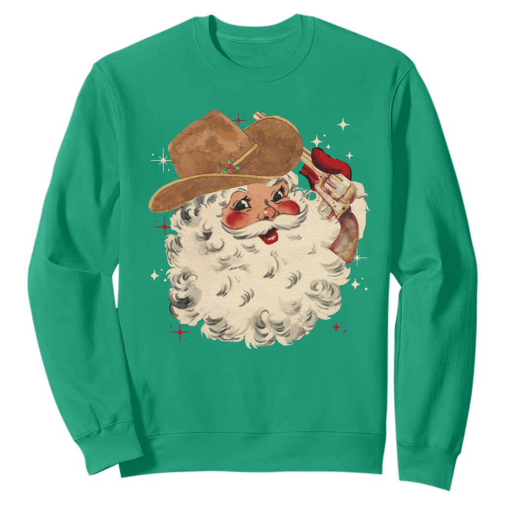Christmas Cowboy Sweatshirt Santa Claus Merry Xmas Vintage 90s Western Country - African Pride