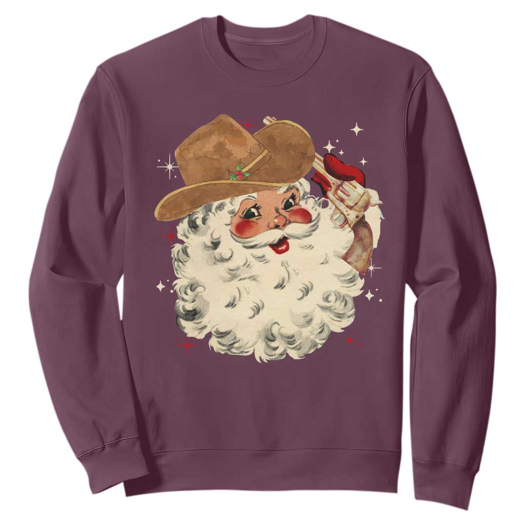Christmas Cowboy Sweatshirt Santa Claus Merry Xmas Vintage 90s Western Country - African Pride