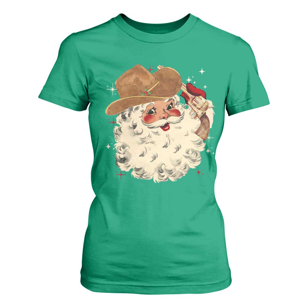 Christmas Cowboy T Shirt For Women Santa Claus Merry Xmas Vintage 90s Western Country - African Pride