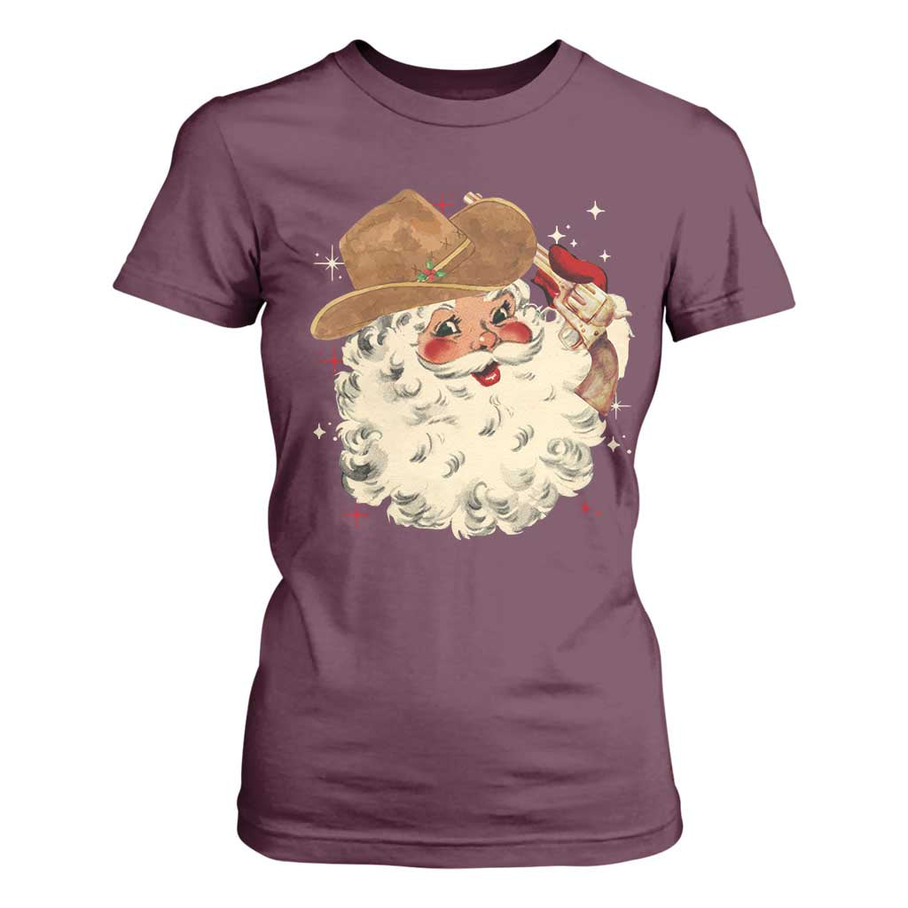 Christmas Cowboy T Shirt For Women Santa Claus Merry Xmas Vintage 90s Western Country - African Pride