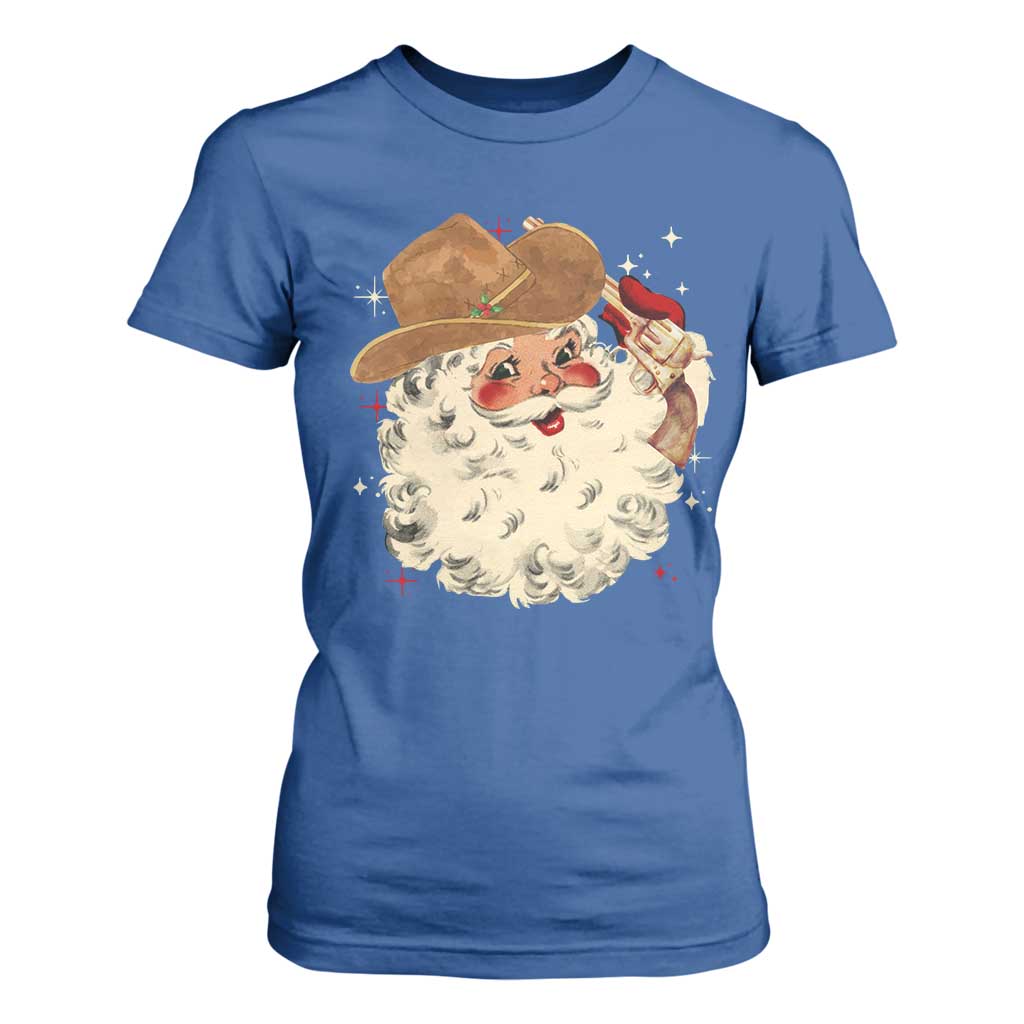 Christmas Cowboy T Shirt For Women Santa Claus Merry Xmas Vintage 90s Western Country - African Pride