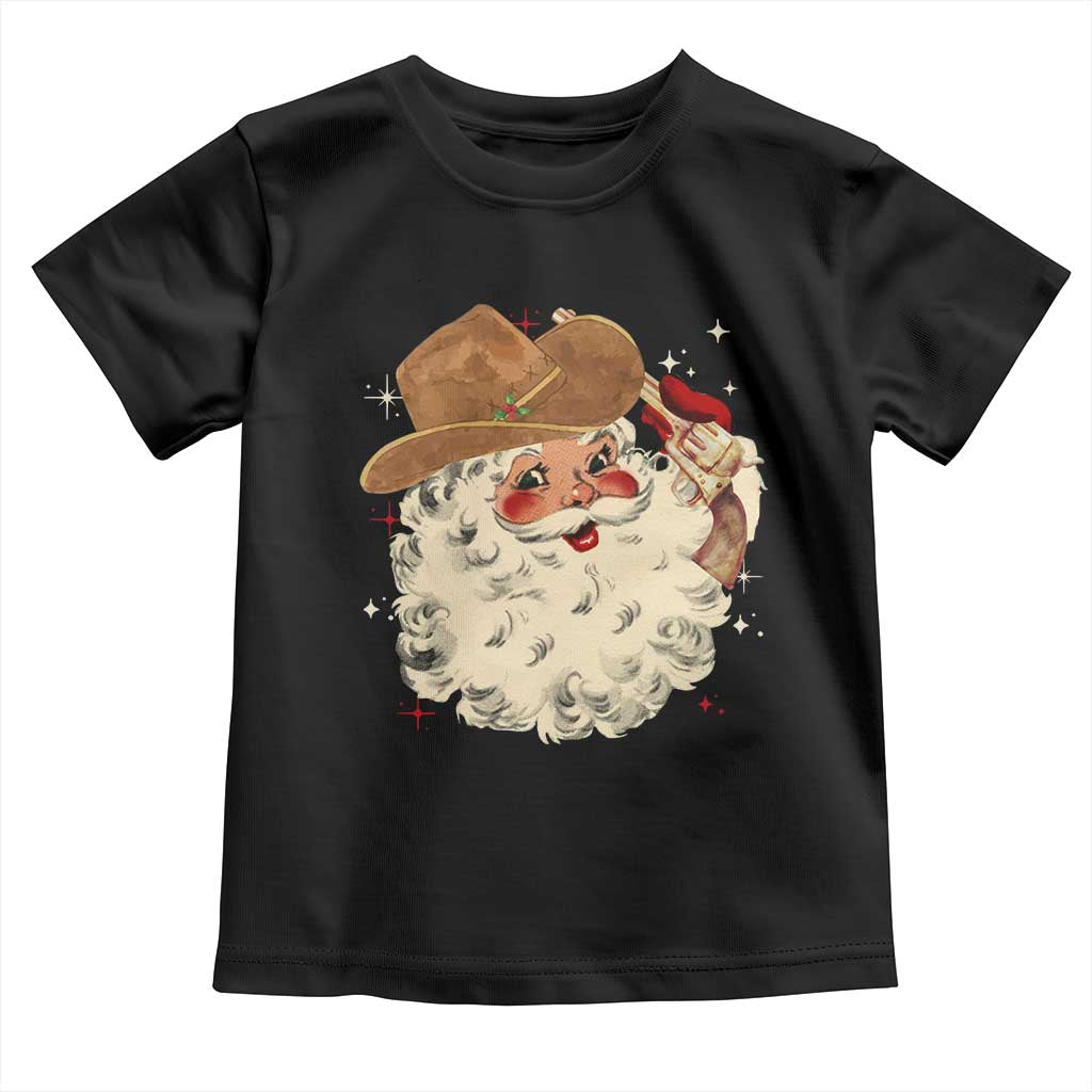 Christmas Cowboy Toddler T Shirt Santa Claus Merry Xmas Vintage 90s Western Country - African Pride