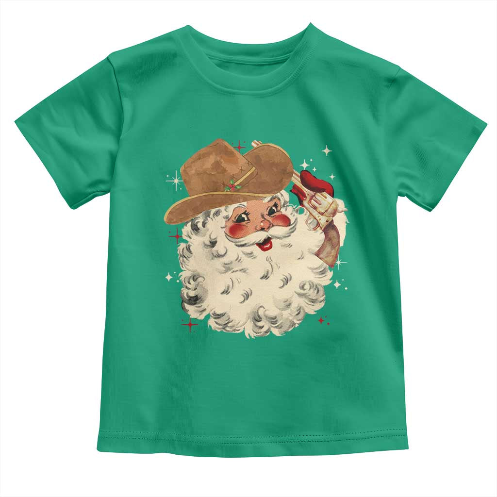 Christmas Cowboy Toddler T Shirt Santa Claus Merry Xmas Vintage 90s Western Country - African Pride