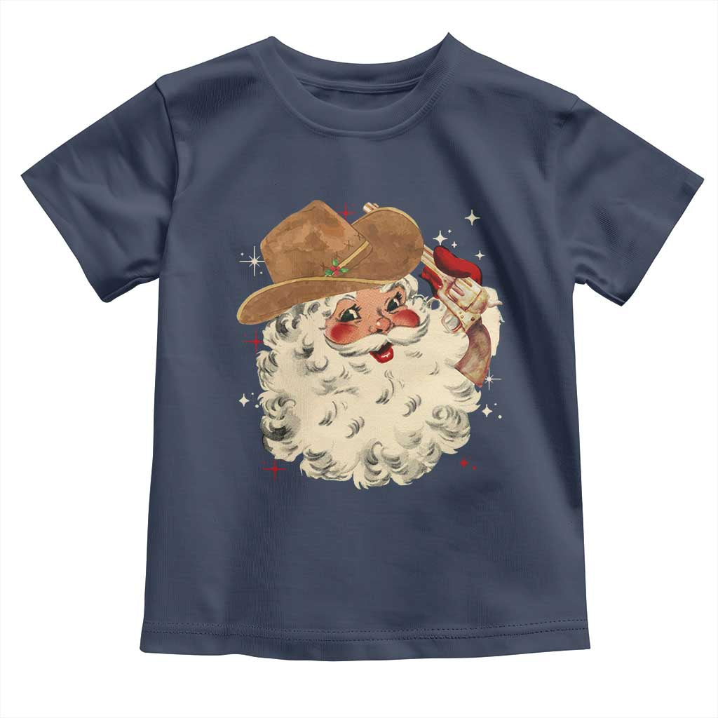 Christmas Cowboy Toddler T Shirt Santa Claus Merry Xmas Vintage 90s Western Country - African Pride