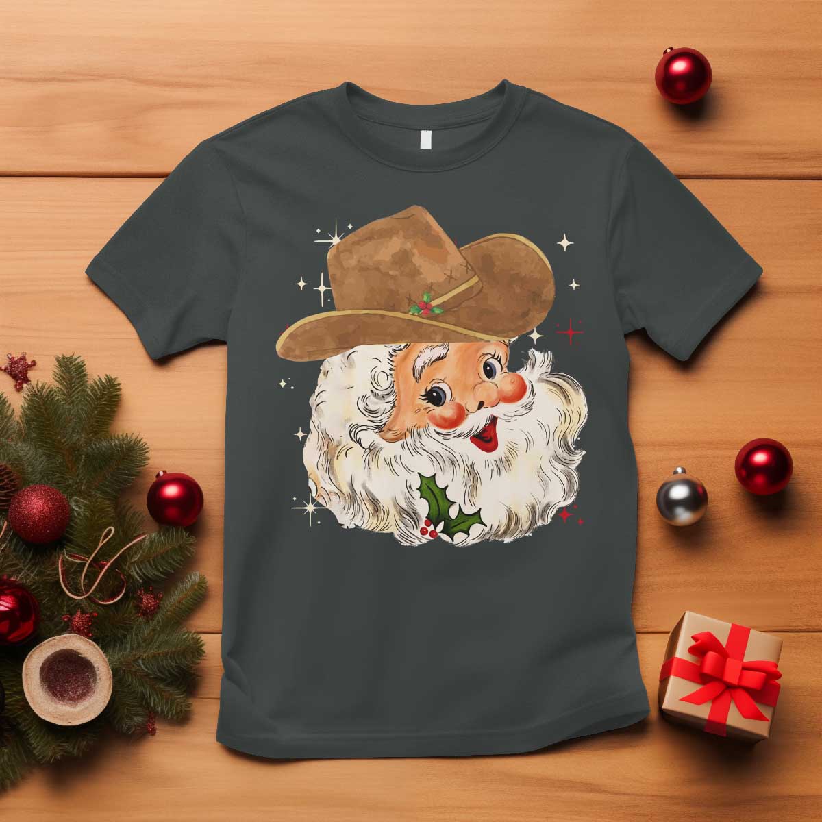 Christmas Cowboy T Shirt Santa Claus Vintage 90s Western Country Music Outfit - African Pride