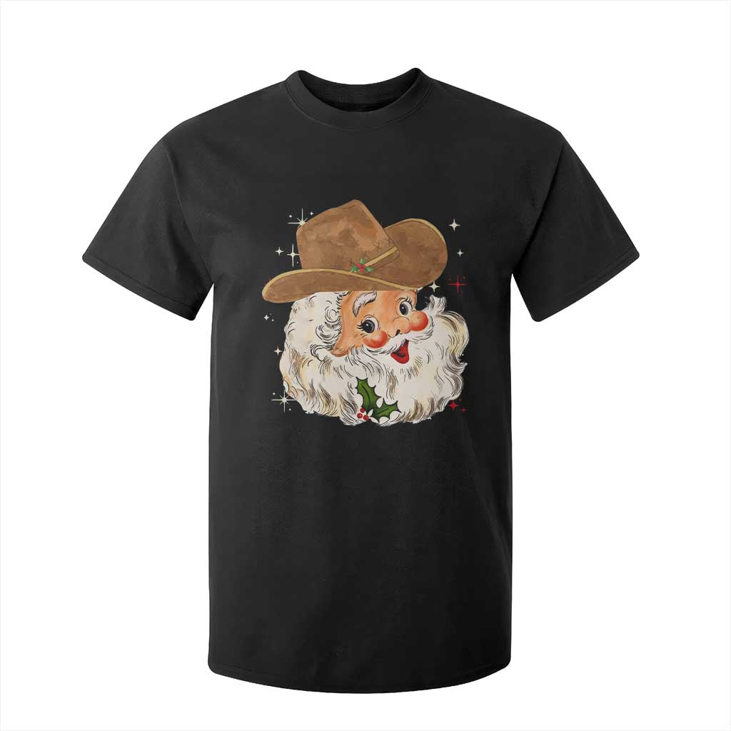 Christmas Cowboy T Shirt For Kid Santa Claus Vintage 90s Western Country Music Outfit - African Pride