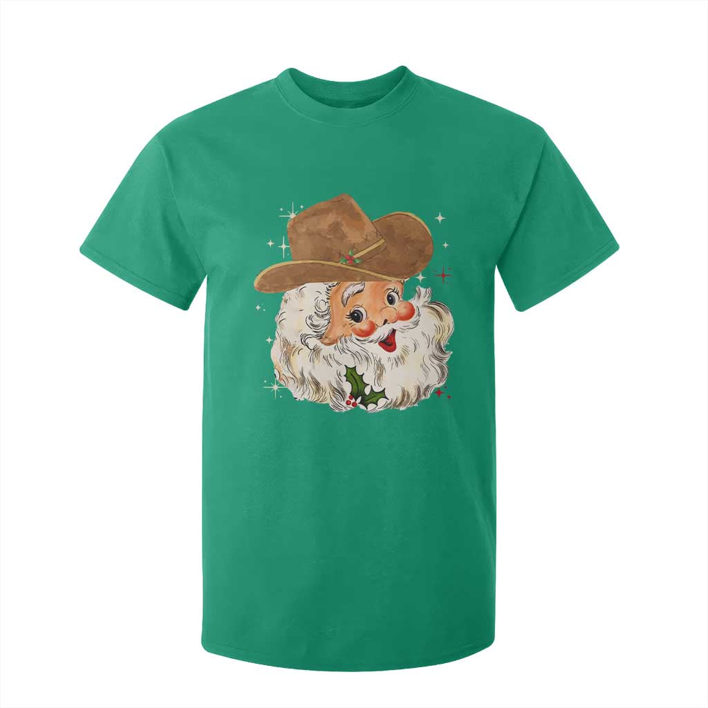 Christmas Cowboy T Shirt For Kid Santa Claus Vintage 90s Western Country Music Outfit - African Pride