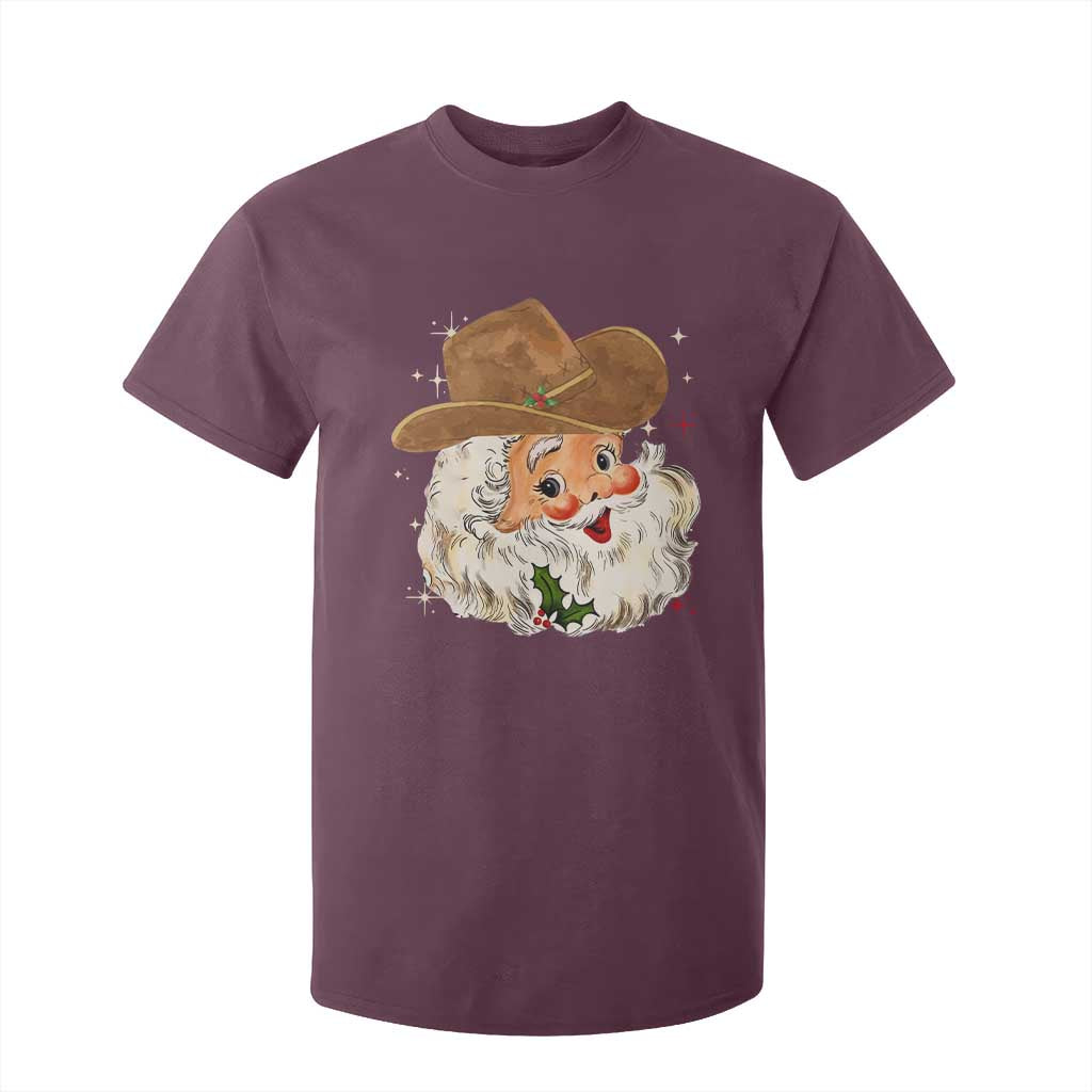 Christmas Cowboy T Shirt For Kid Santa Claus Vintage 90s Western Country Music Outfit - African Pride