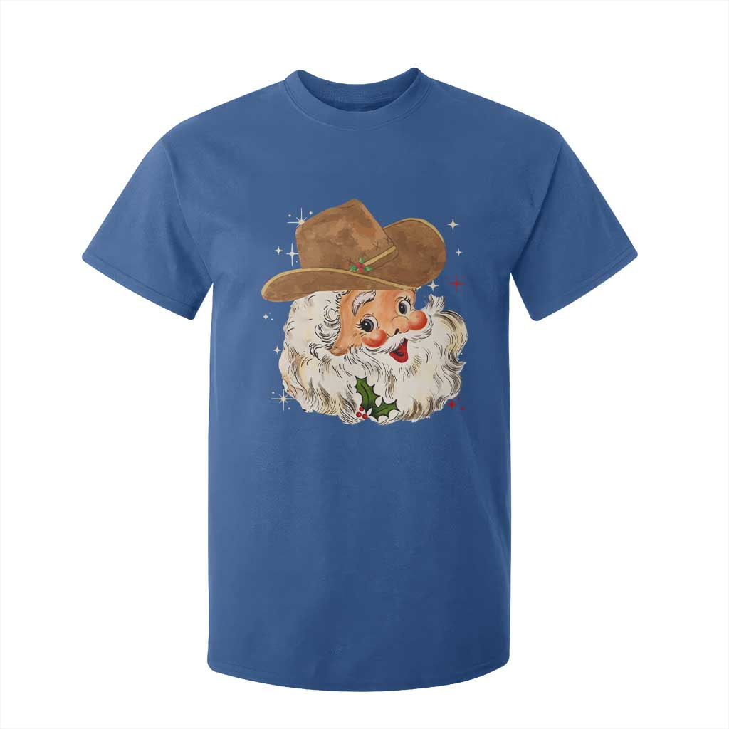 Christmas Cowboy T Shirt For Kid Santa Claus Vintage 90s Western Country Music Outfit - African Pride