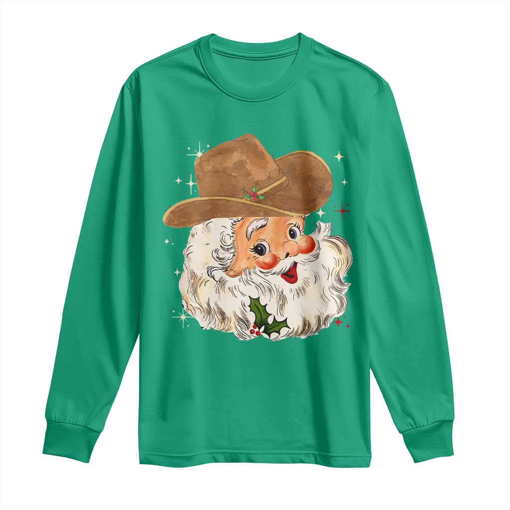 Christmas Cowboy Long Sleeve Shirt Santa Claus Vintage 90s Western Country Music Outfit - African Pride
