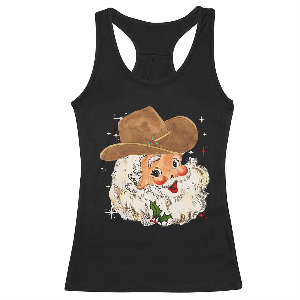 Christmas Cowboy Racerback Tank Top Santa Claus Vintage 90s Western Country Music Outfit - African Pride