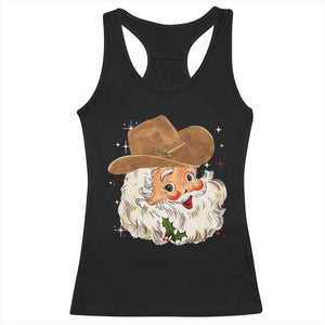 Christmas Cowboy Racerback Tank Top Santa Claus Vintage 90s Western Country Music Outfit - African Pride