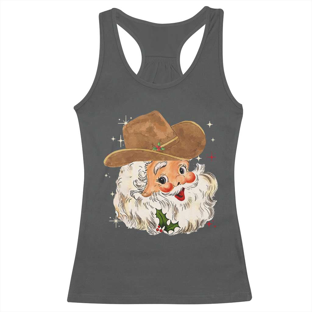 Christmas Cowboy Racerback Tank Top Santa Claus Vintage 90s Western Country Music Outfit - African Pride