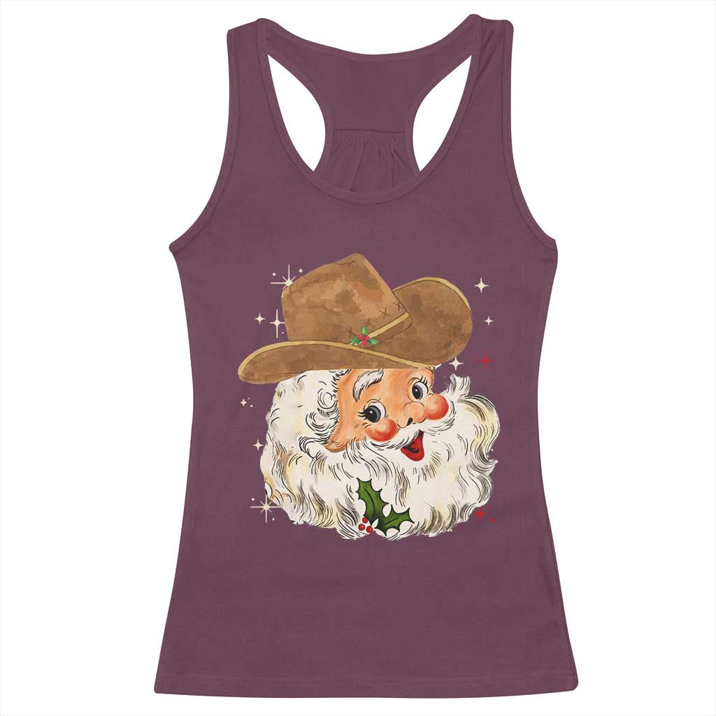 Christmas Cowboy Racerback Tank Top Santa Claus Vintage 90s Western Country Music Outfit - African Pride