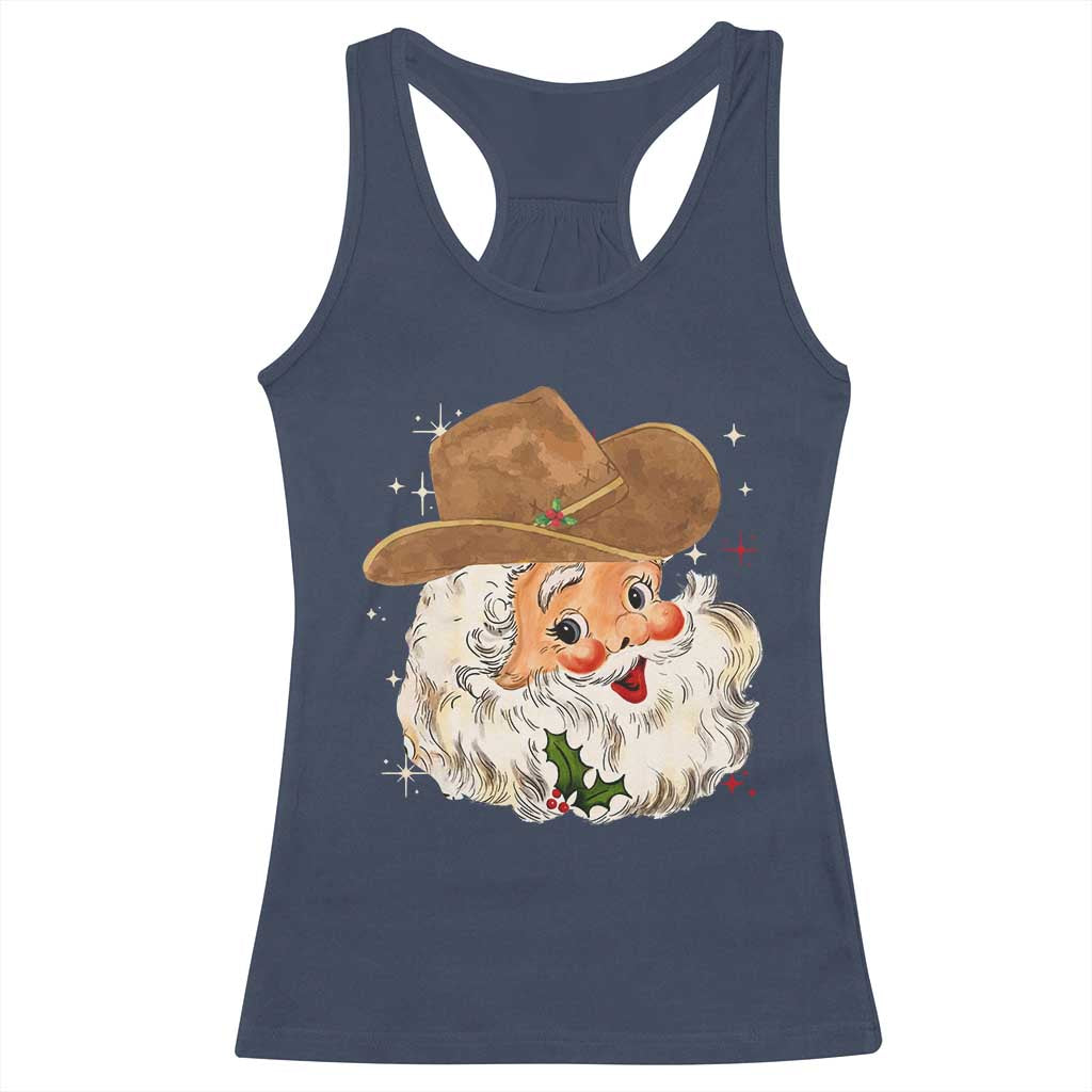 Christmas Cowboy Racerback Tank Top Santa Claus Vintage 90s Western Country Music Outfit - African Pride