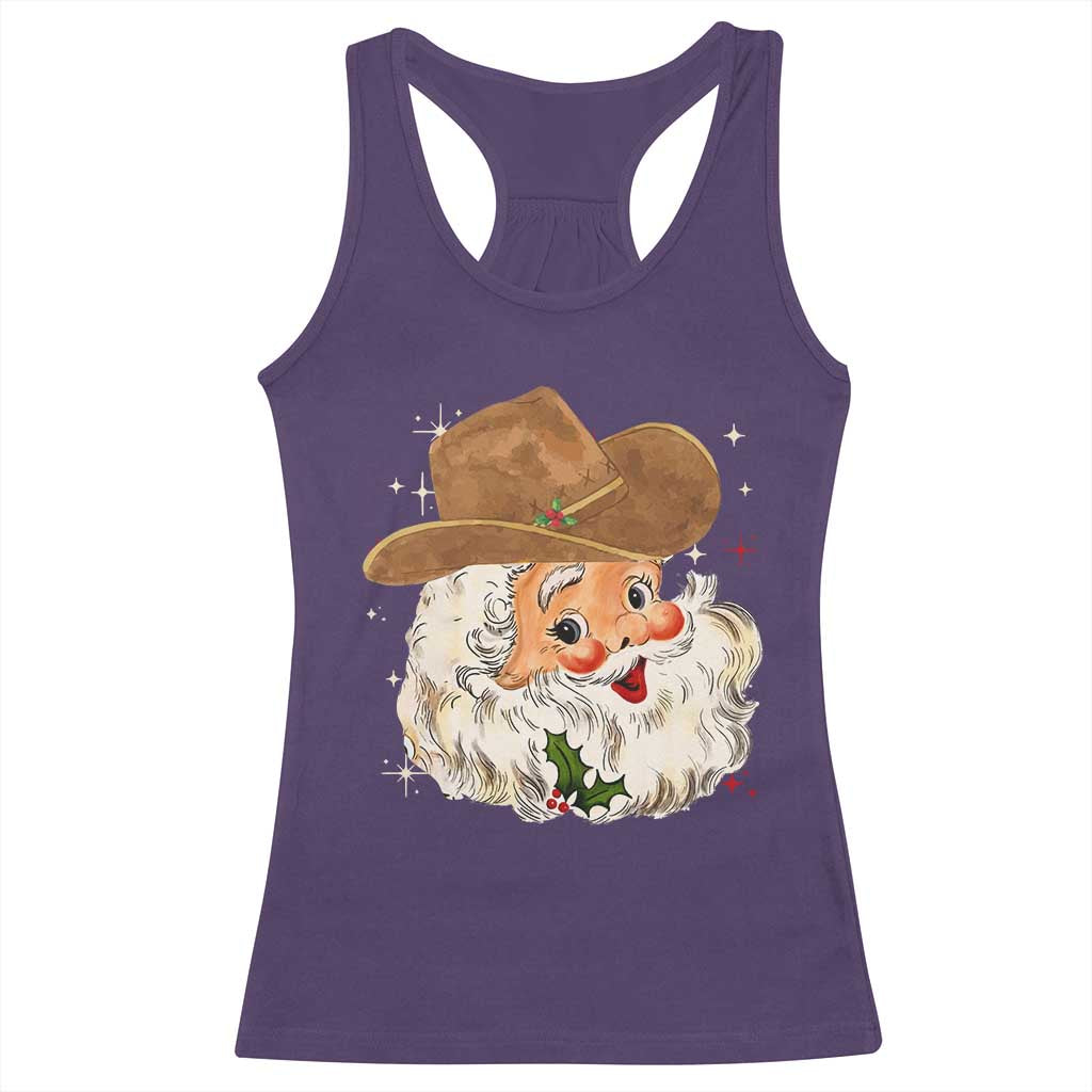 Christmas Cowboy Racerback Tank Top Santa Claus Vintage 90s Western Country Music Outfit - African Pride