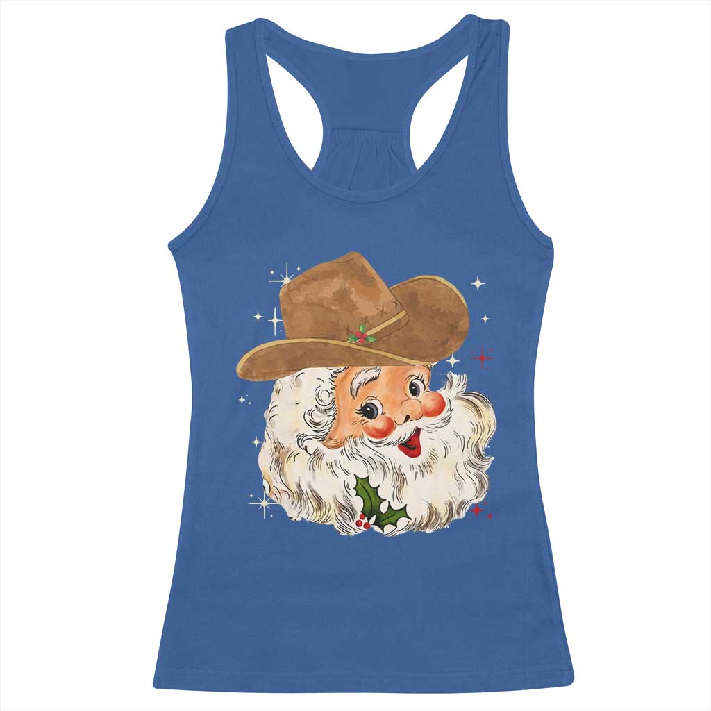 Christmas Cowboy Racerback Tank Top Santa Claus Vintage 90s Western Country Music Outfit - African Pride