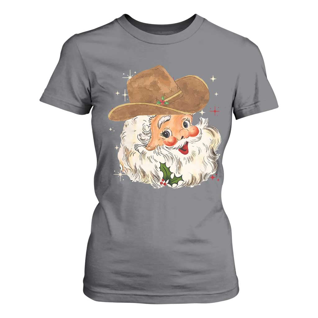 Christmas Cowboy T Shirt For Women Santa Claus Vintage 90s Western Country Music Outfit - African Pride