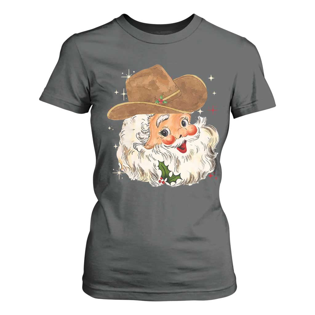 Christmas Cowboy T Shirt For Women Santa Claus Vintage 90s Western Country Music Outfit - African Pride